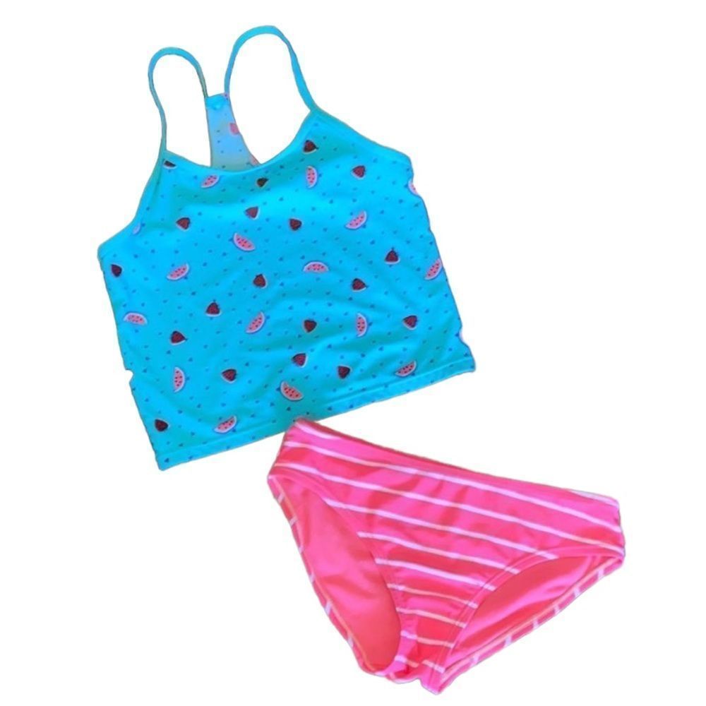 •OLD NAVY• Little girls watermelon/atrawberry striped bikini in size large
